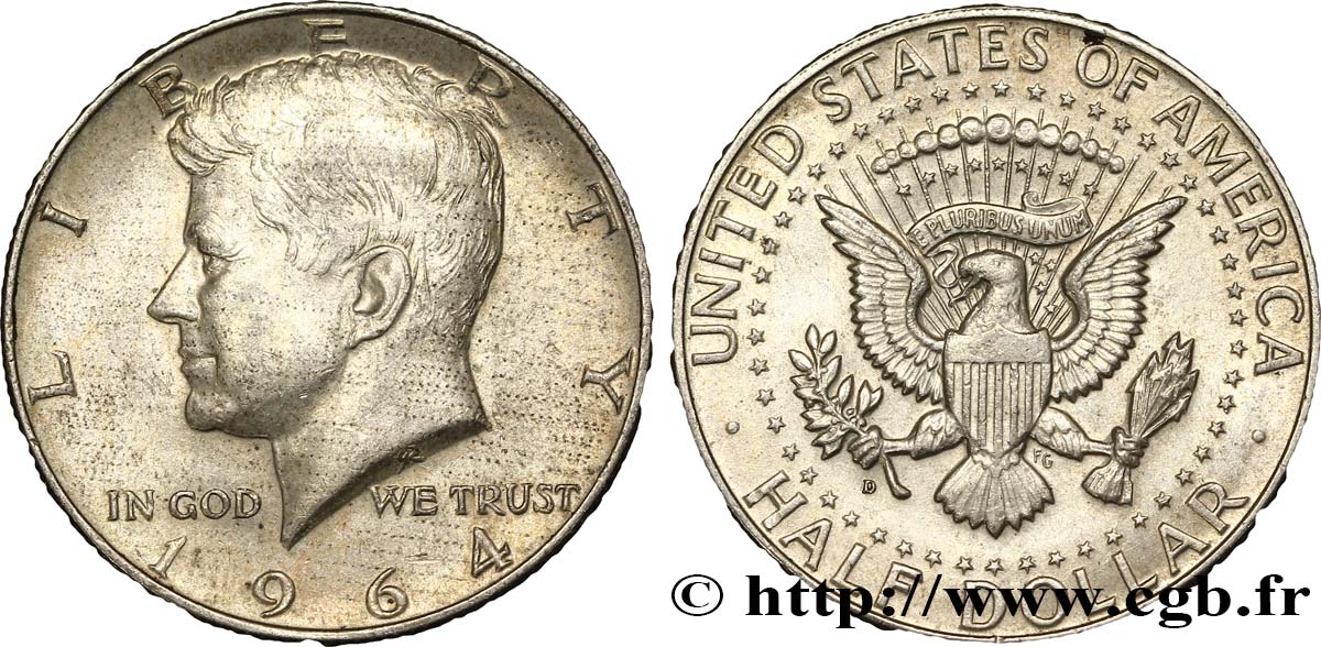 ESTADOS UNIDOS DE AMÉRICA 1/2 Dollar Kennedy 1964 Philadelphie EBC 