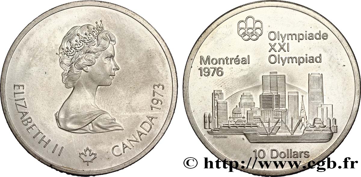 KANADA 10 Dollars JO Montréal 1976 “skyline” de Montréal 1973  fST 