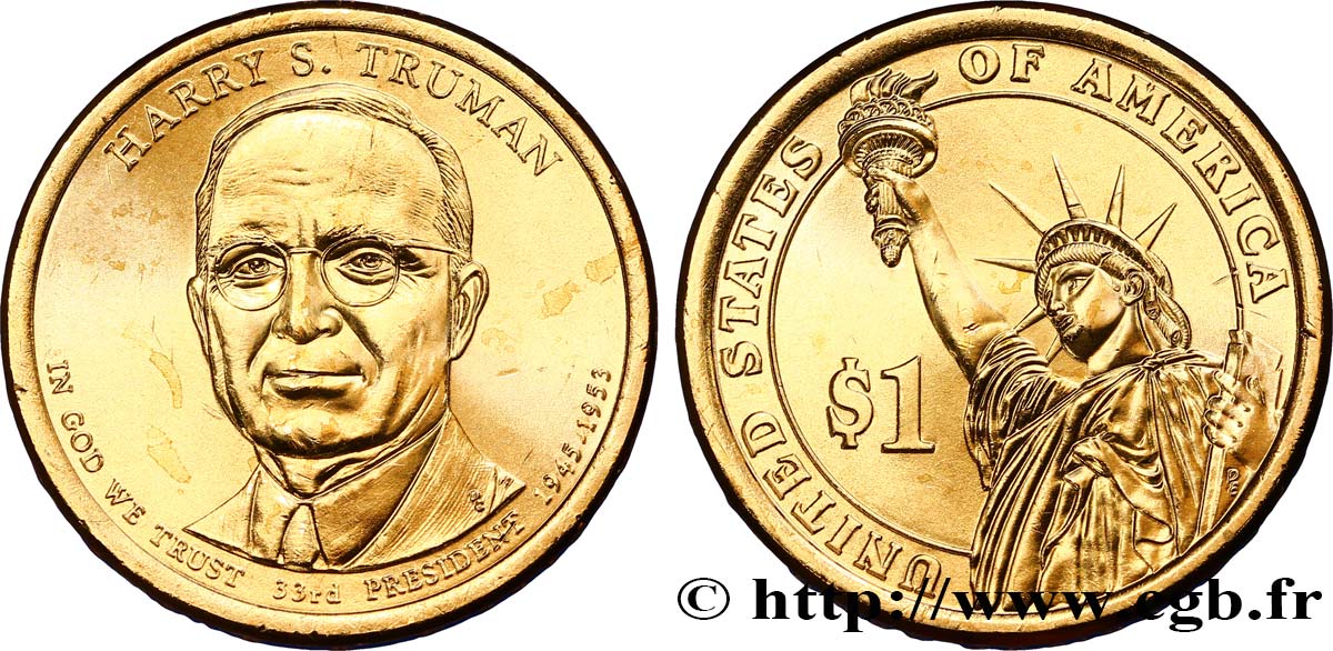 ÉTATS-UNIS D AMÉRIQUE 1 Dollar Harry S. Truman tranche A 2015 Philadelphie SPL 
