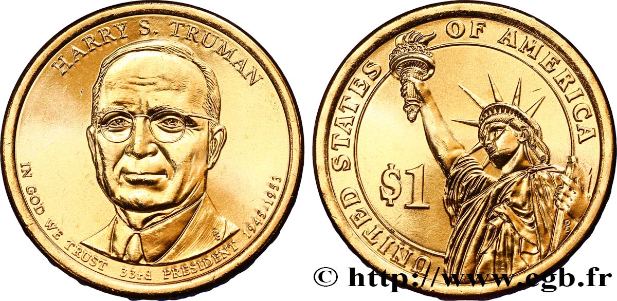 ÉTATS-UNIS D AMÉRIQUE 1 Dollar Harry S. Truman tranche B 2015 Denver SPL 
