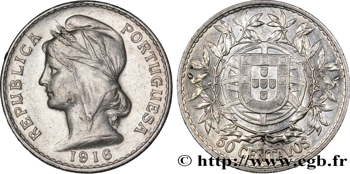 PORTUGAL 50 Centavos 1916  AU 