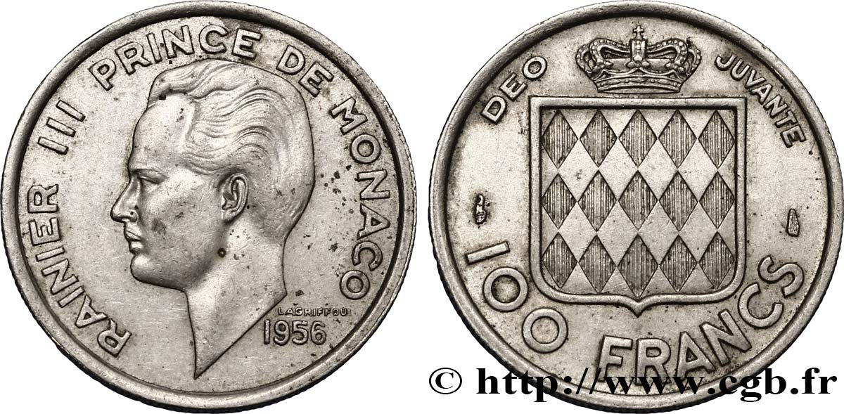 MONACO 100 Francs Rainier III 1956 Paris fVZ 