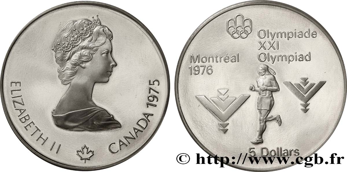 CANADA 5 Dollars Proof JO Montréal 1976 marathon 1975  FDC 