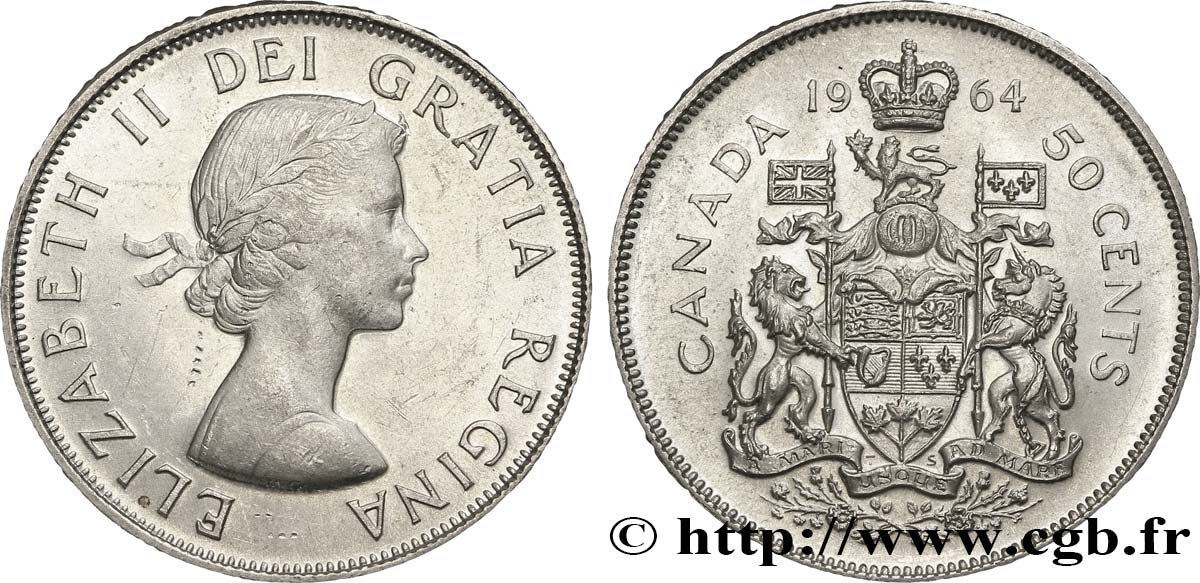 CANADA 50 Cents Elisabeth II 1964  MS 