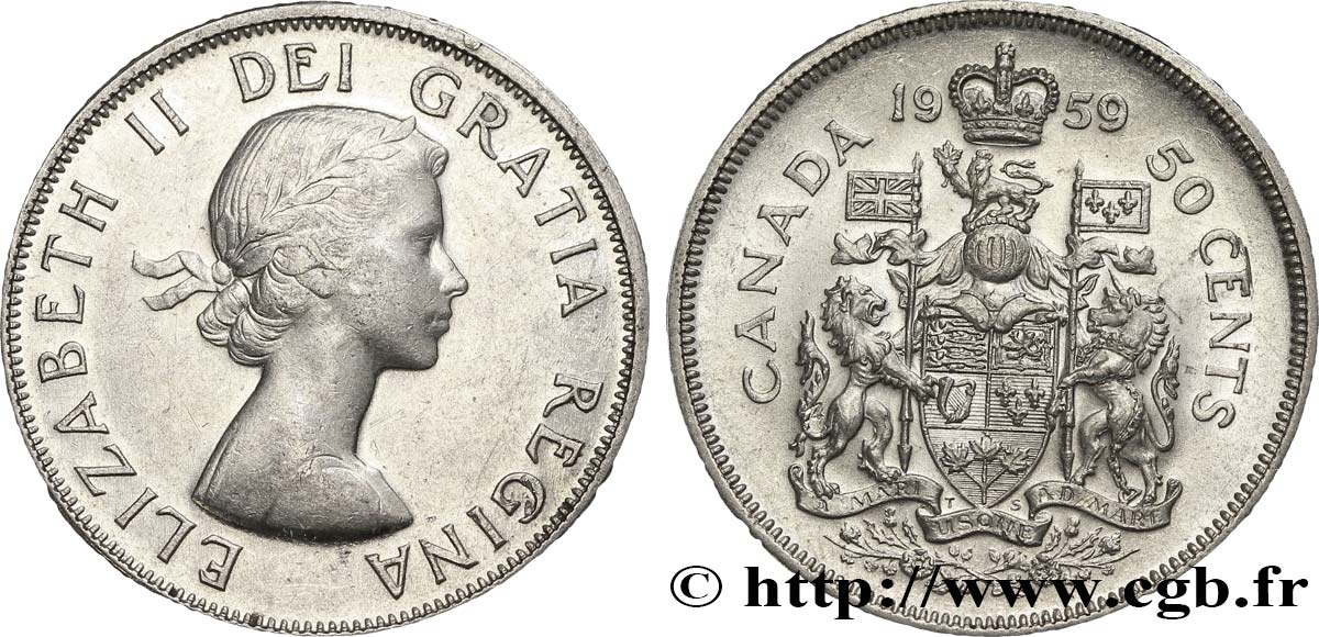 CANADA 50 Cents Elisabeth II 1959  AU 