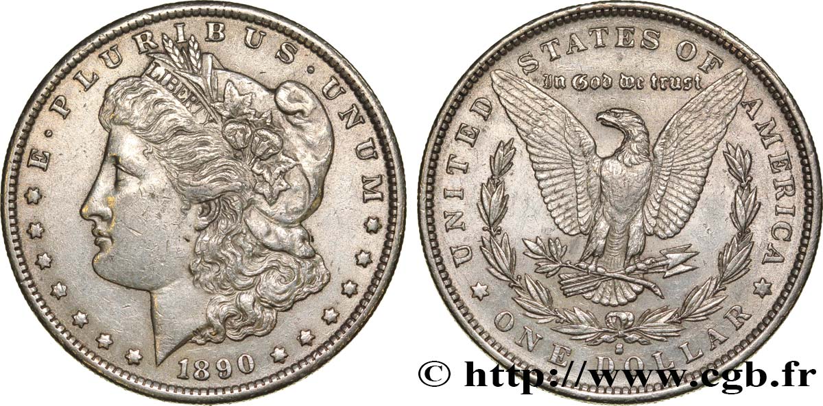 UNITED STATES OF AMERICA 1 Dollar Morgan 1890 San Francisco AU 