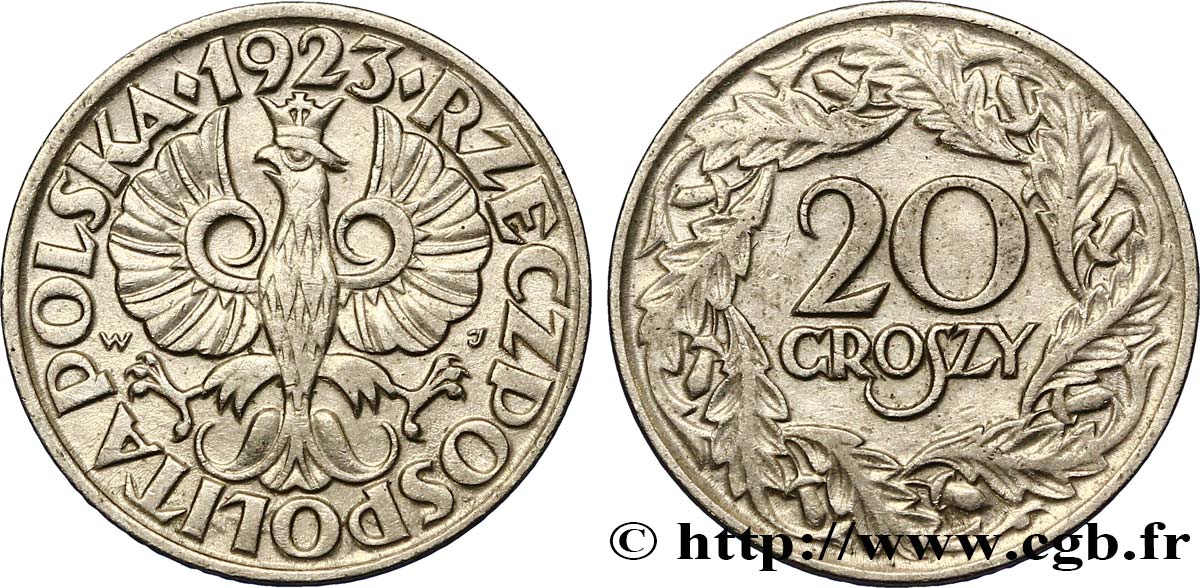 POLEN 20 Groszy 1923  VZ 
