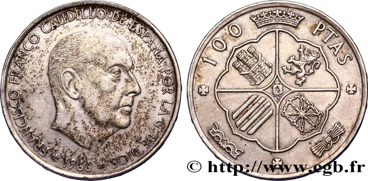 SPAIN 100 Pesetas Francisco Franco (1966 dans les étoiles) 1966 Madrid AU 