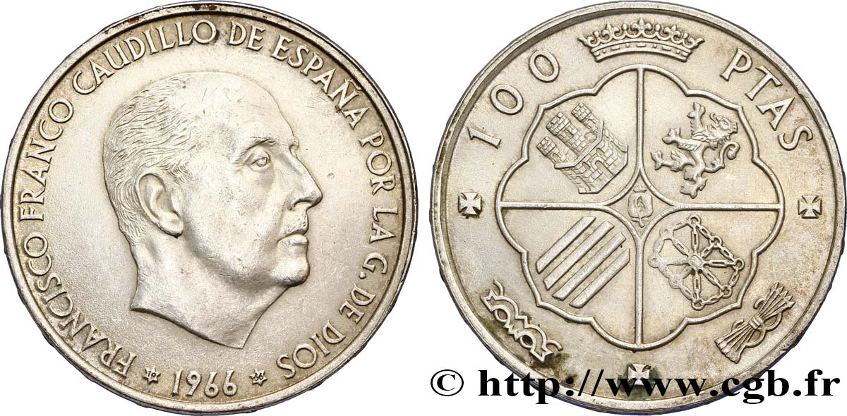 SPAGNA 100 Pesetas Francisco Franco (1966 dans les étoiles) 1966  BB 
