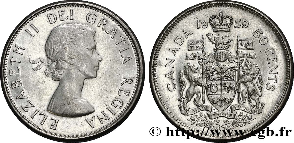 KANADA 50 Cents Elisabeth II 1959  VZ 