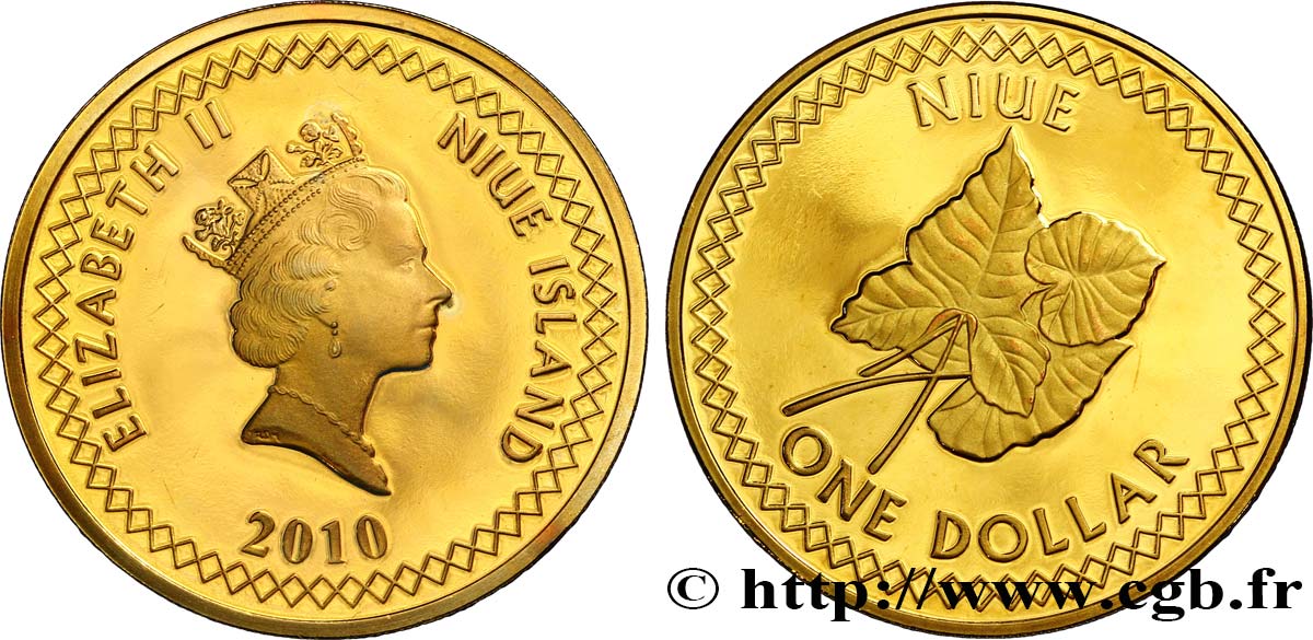 NIUE 1 Dollar Elisabeth II / Feuille de Taro 2010  MS 