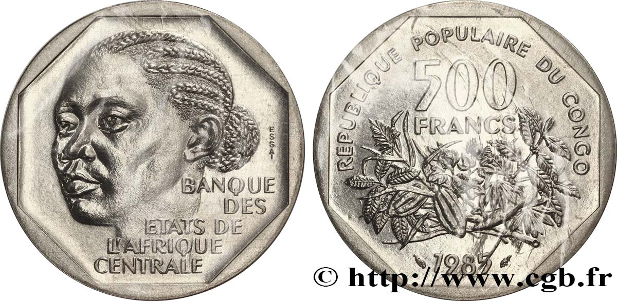 REPúBLICA DEL CONGO Essai de 500 Francs 1985 Paris FDC 