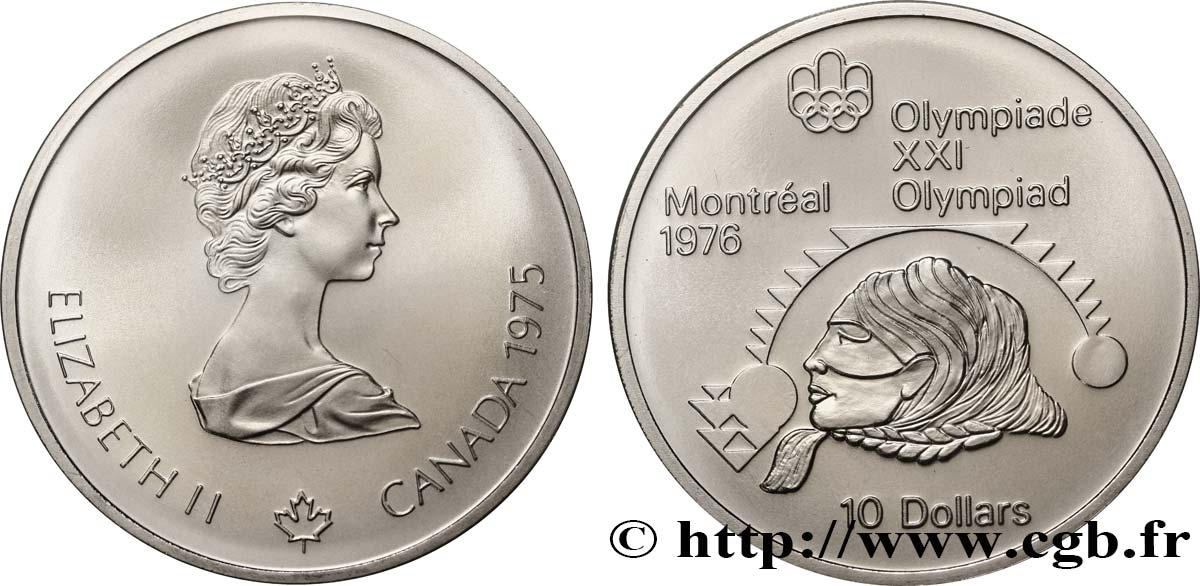 CANADA 10 Dollars JO Montréal 1976 lancer de poids femmes 1975  FDC 