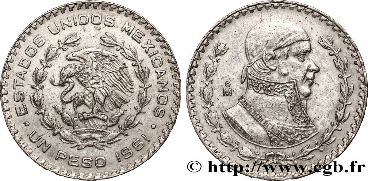 MÉXICO 1 Peso Jose Morelos y Pavon / aigle 1961 Mexico MBC+ 