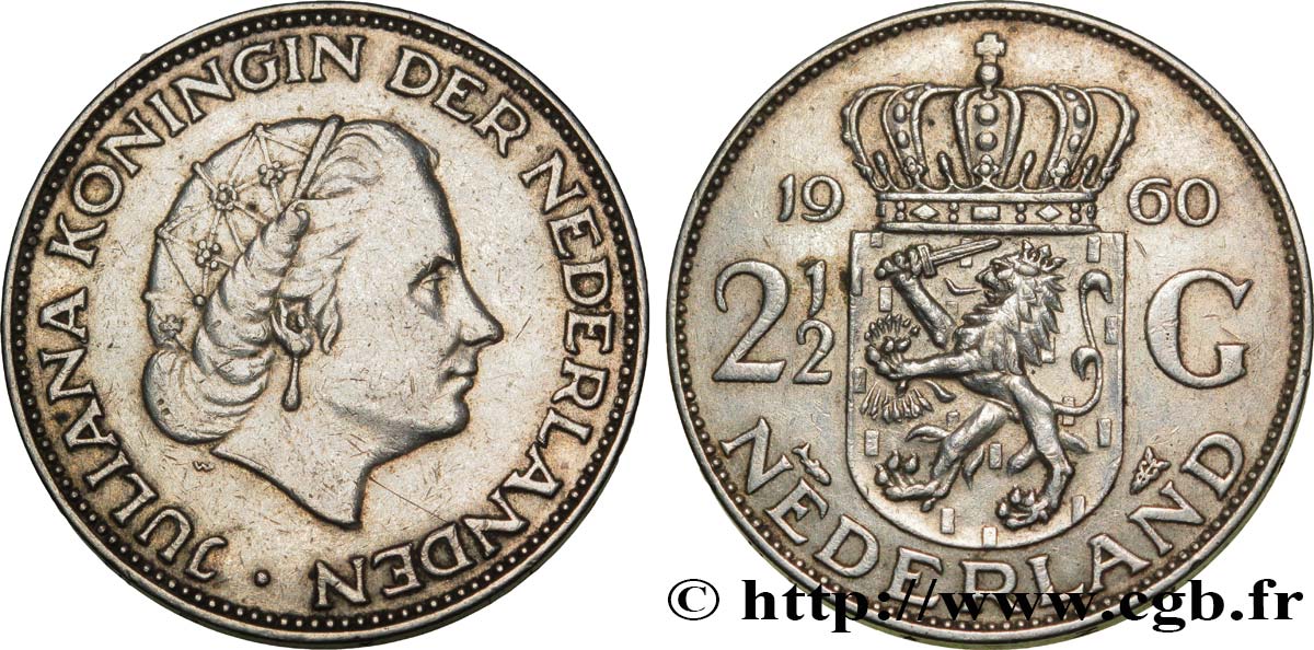 PAESI BASSI 2 1/2 Gulden Juliana 1960 Utrecht q.SPL 