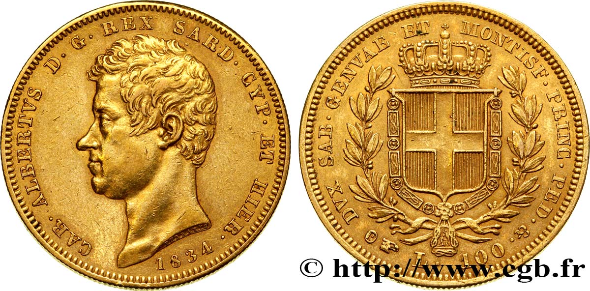 ITALIA - REGNO DE SARDINIA 100 Lire Charles-Albert 1834 Turin q.SPL 