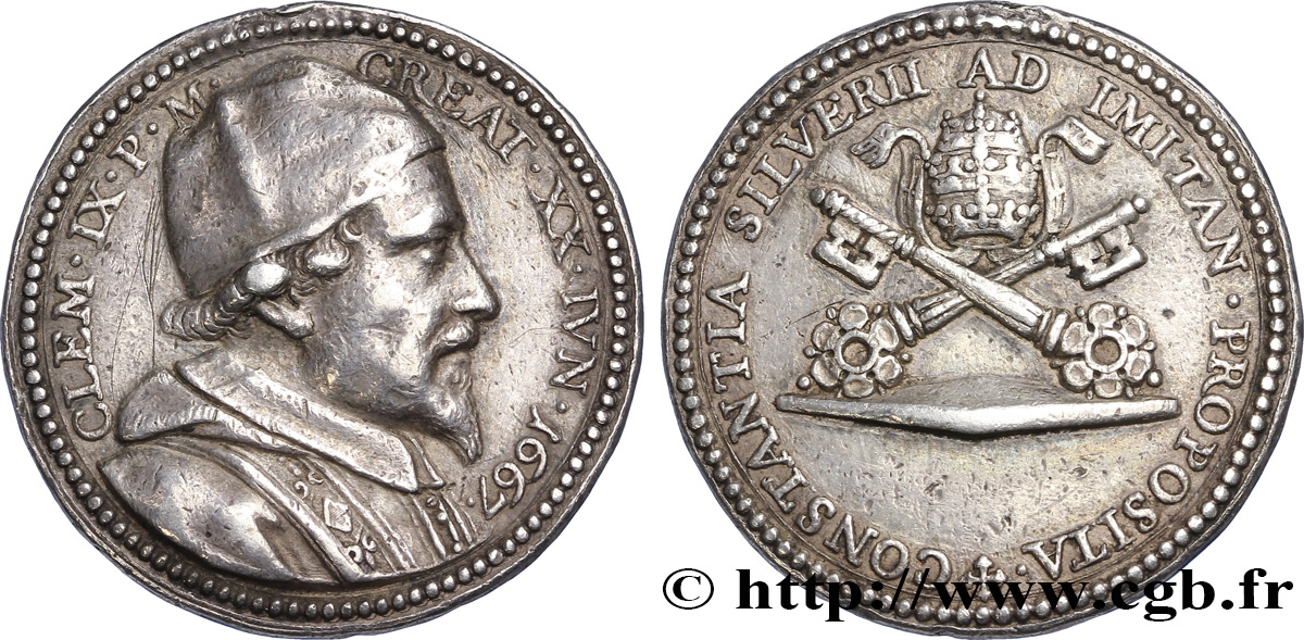 VATICANO Y ESTADOS PONTIFICIOS Médaille pour l’élection de Clément IX 1667 Rome MBC 