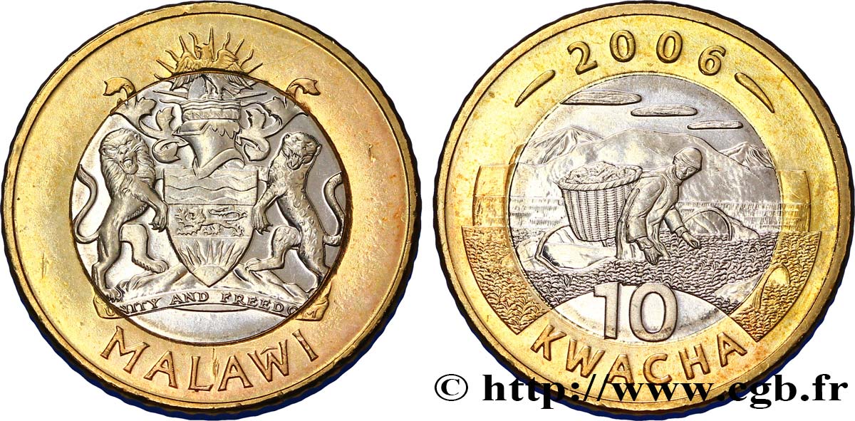 MALAWI 10 Kwacha emblème / scène agricole 2006  MS 