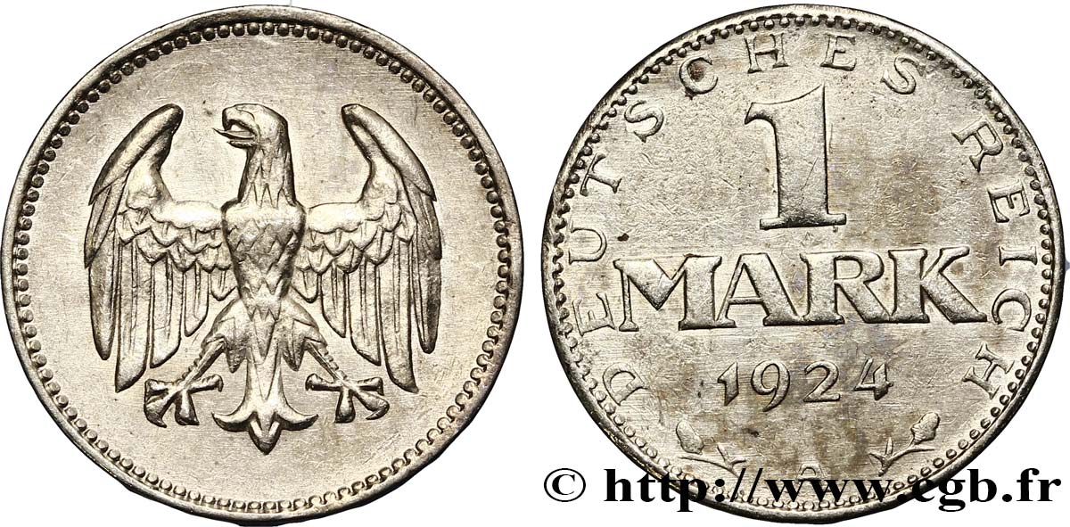 GERMANIA 1 Mark aigle 1924 Berlin BB 