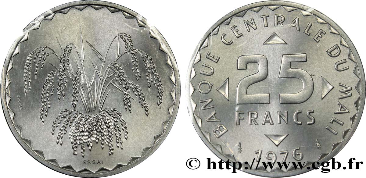 MALI Essai de 25 Francs plant de mil 1976 Paris ST 
