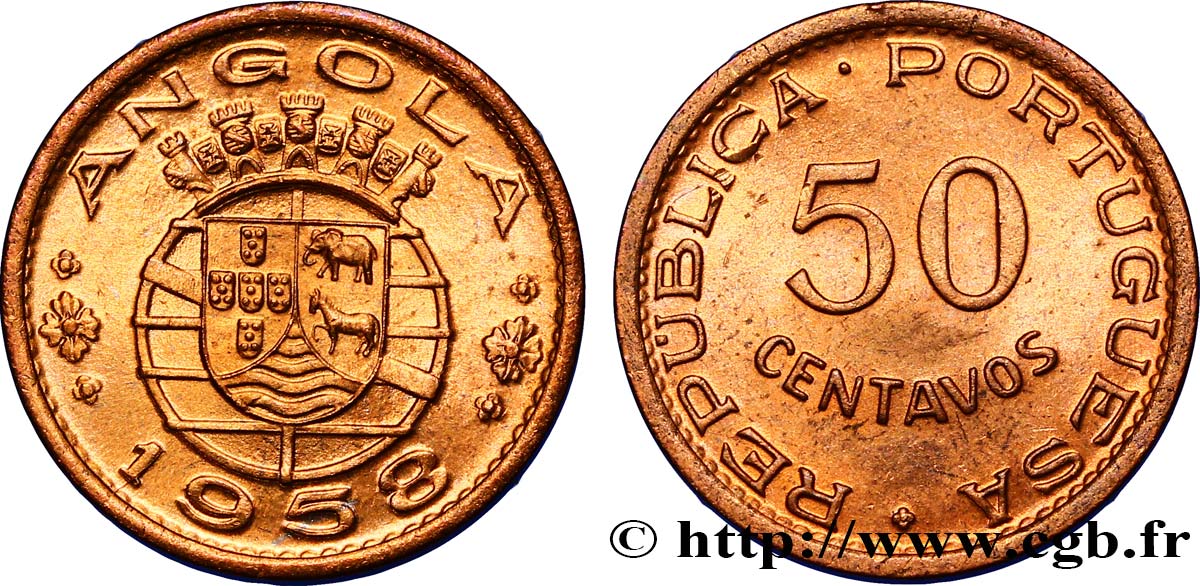ANGOLA 50 Centavos monnayage colonial Portugais 1958  MS 