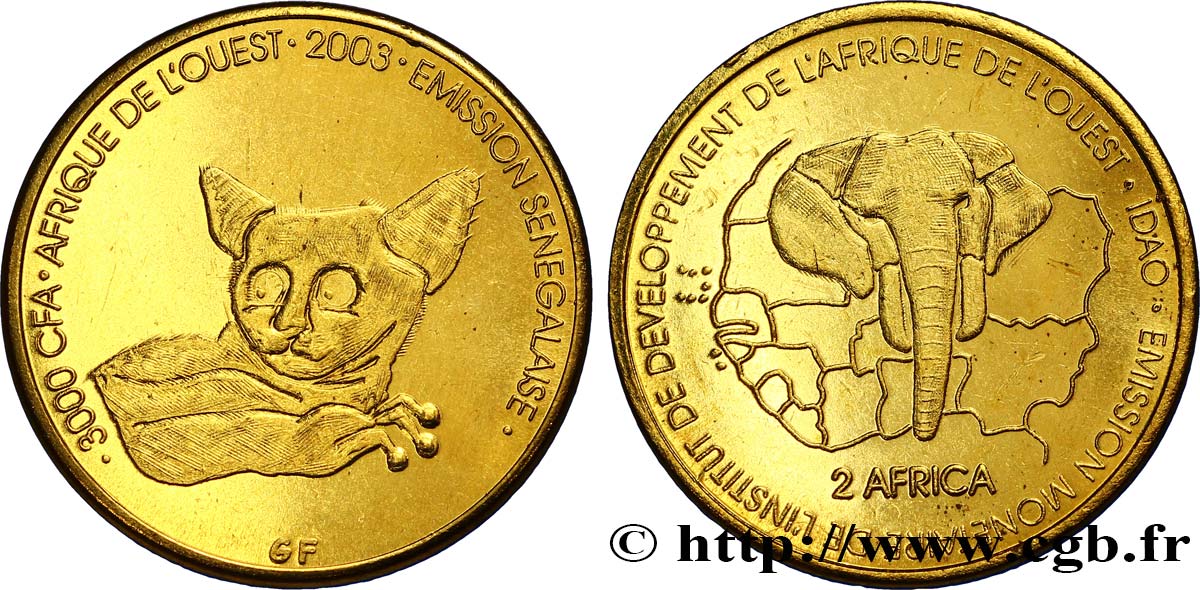 SENEGAL 3000 Francs CFA fennec 2003  SC 