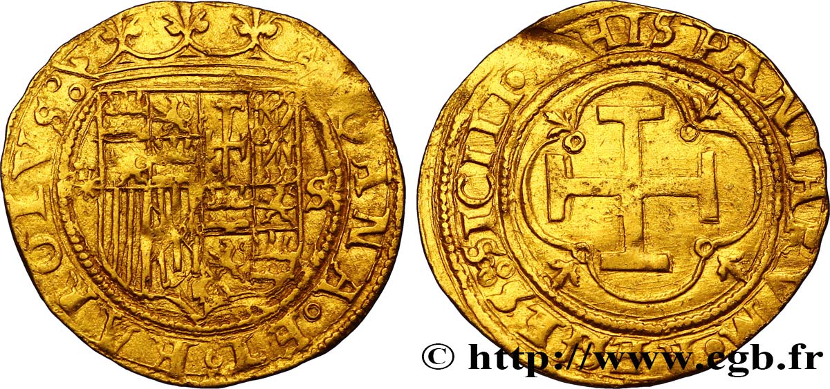 SPAIN - KINGDOM OF SPAIN - JOANNA AND CHARLES 1 escudo n.d. Séville XF 