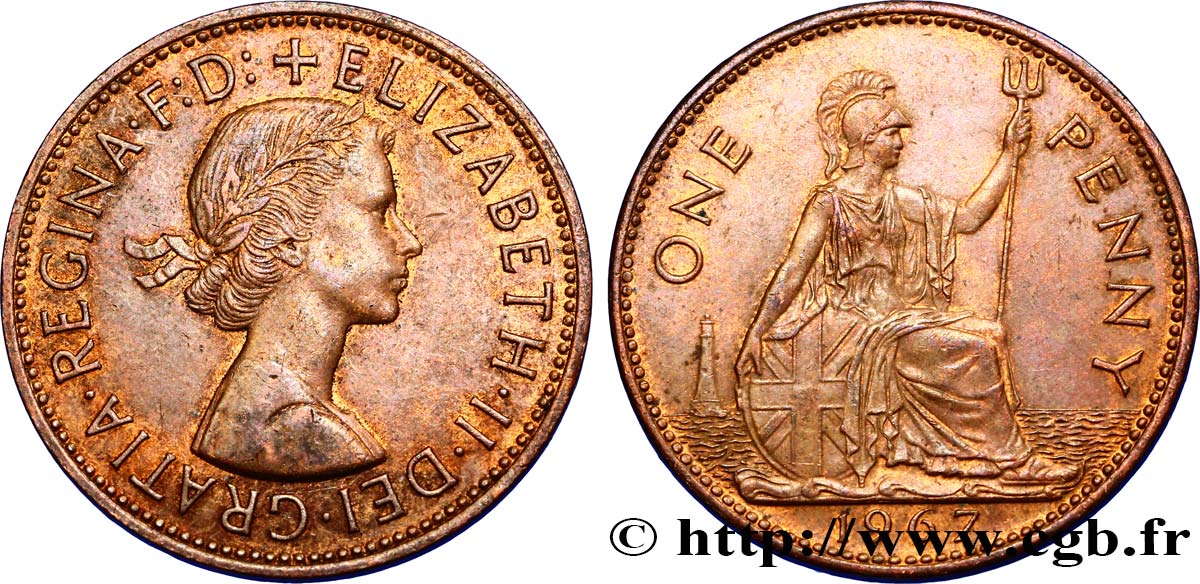 REINO UNIDO 1 Penny Elisabeth II/ Britannia 1967  EBC 