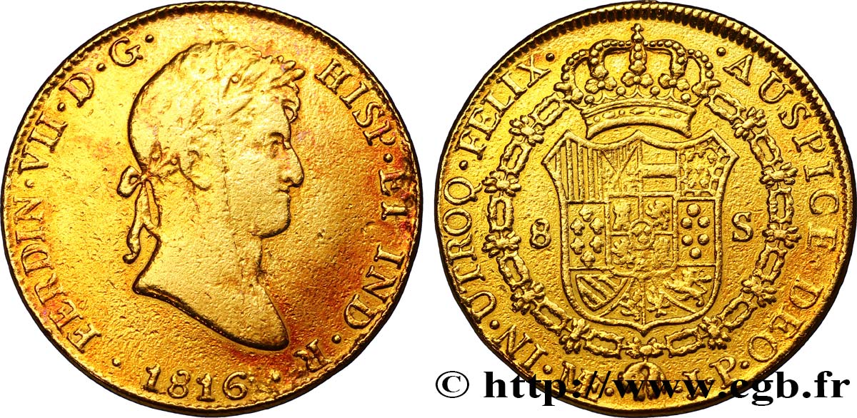 PERU 8 Escudos 1816 Lima q.BB 