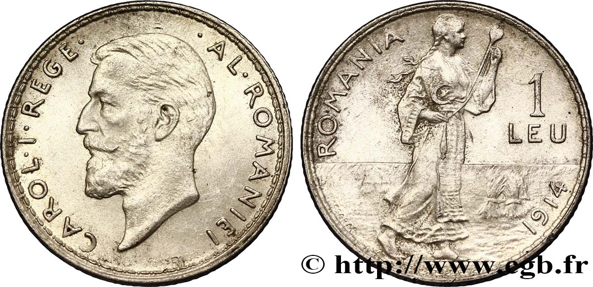 ROMANIA 1 Leu Charles Ier 1914  MS 