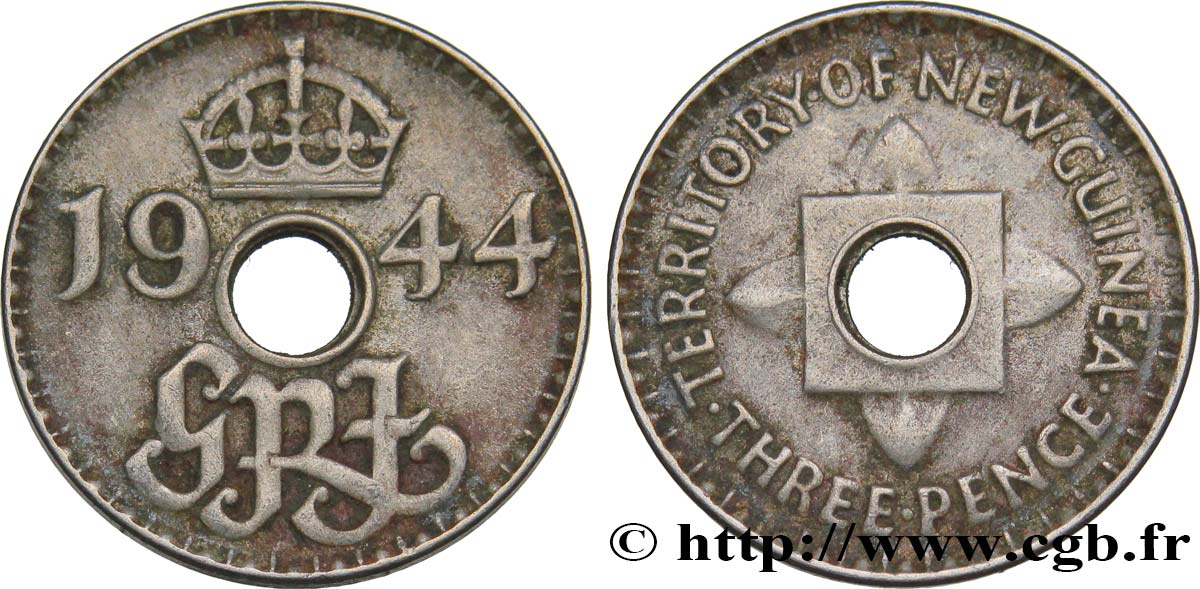 NEUGUINEA 3 Pence Georges VI 1944  fVZ 