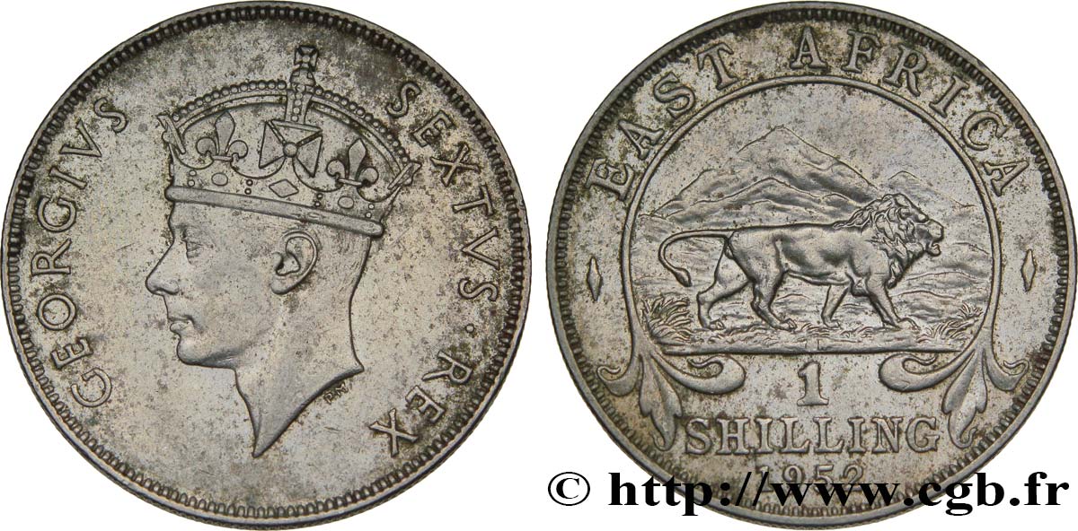 ÁFRICA ORIENTAL BRITÁNICA 1 Shilling Georges VI / lion 1952 Londres EBC 