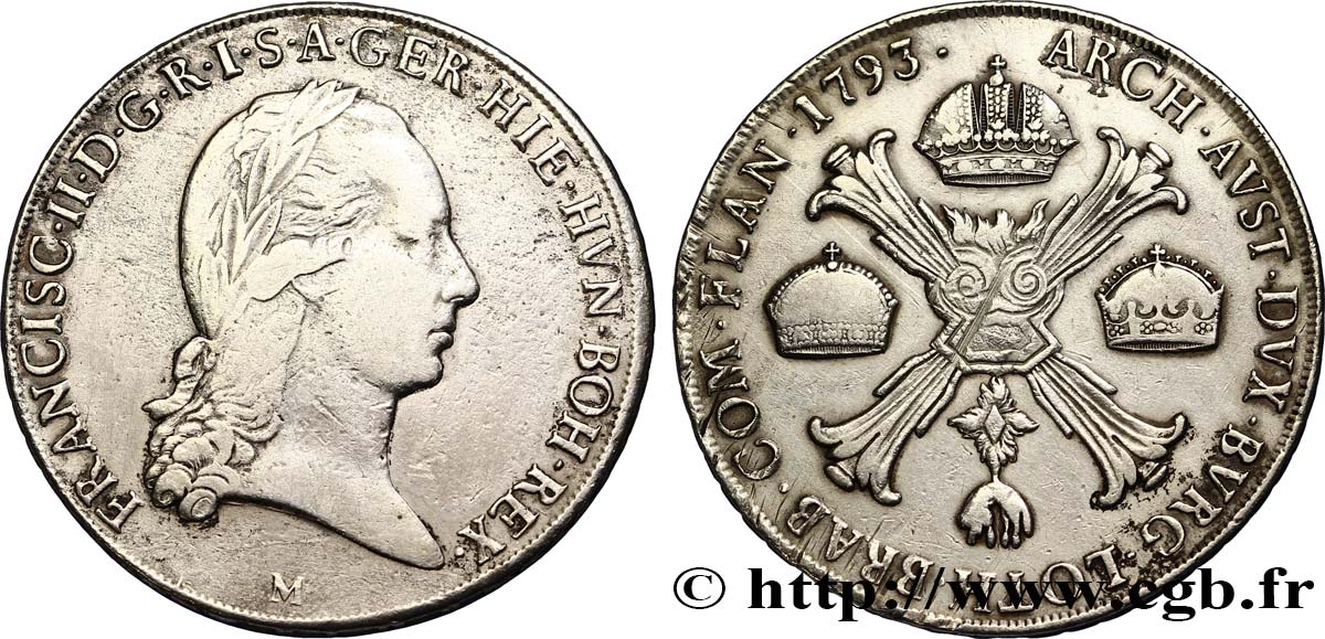 ITALIEN - LOMBARDEI 1 Kronenthaler François II d’Autriche 1793 Milan fSS 