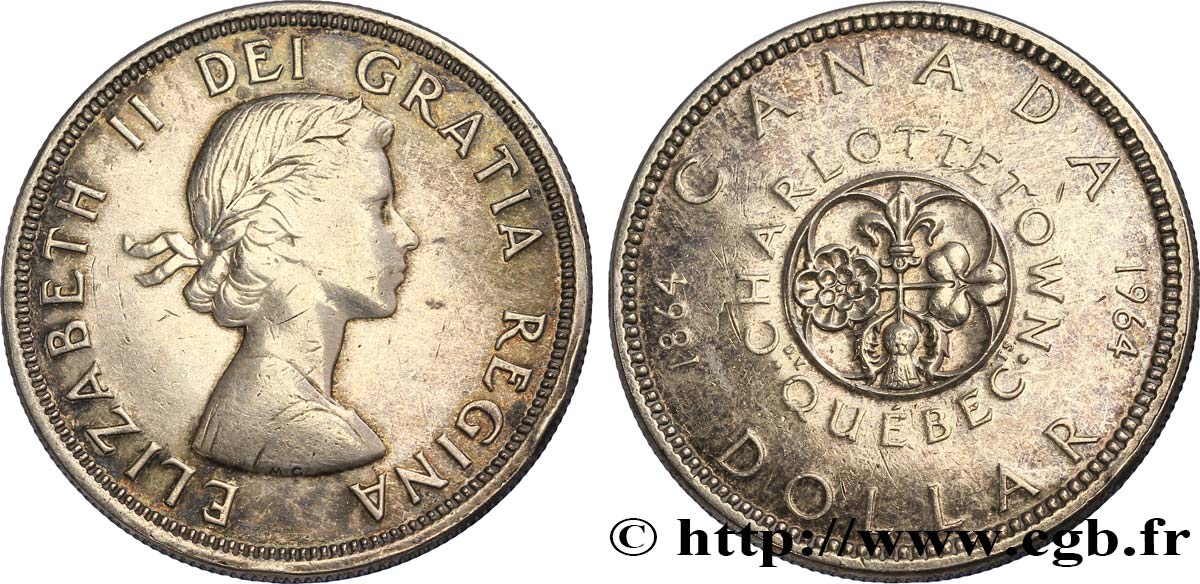 CANADA 1 Dollar Charlottetown-Québec 1964  XF 