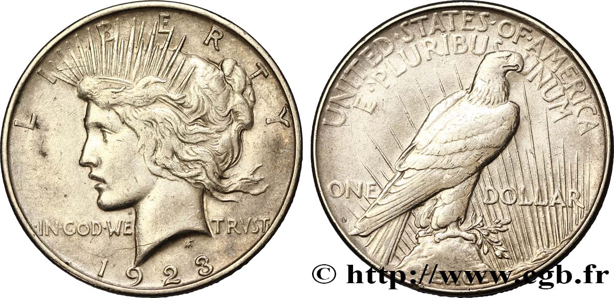 UNITED STATES OF AMERICA 1 Dollar type Peace 1923 Denver AU 