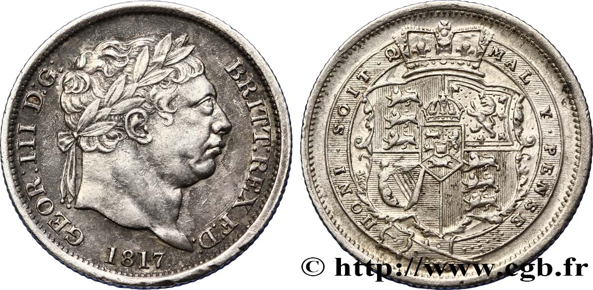 UNITED KINGDOM 1 Shilling Georges III 1817  XF 
