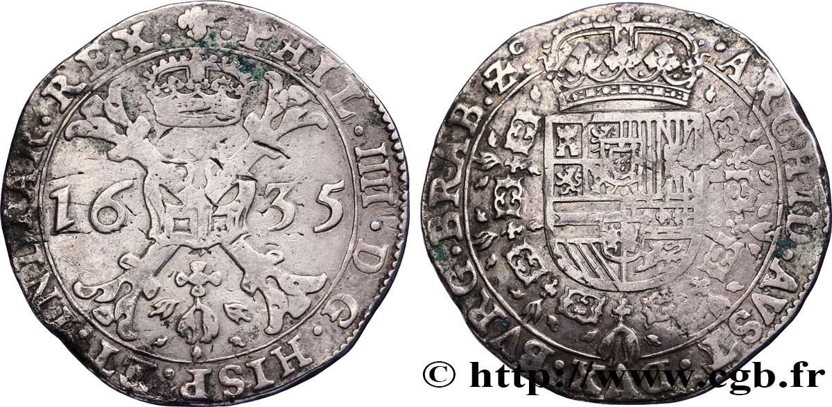 SPANISH NETHERLANDS - DUCHY OF BRABANT - PHILIP IV 1 Patagon 1635 Bruxelles XF 