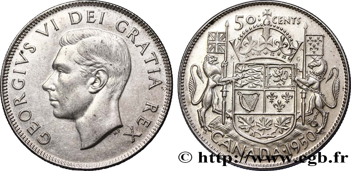 CANADA 50 Cents Georges VI 1950  AU 