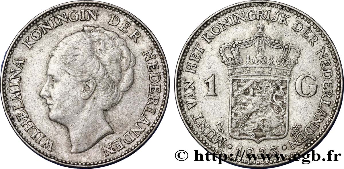 NIEDERLANDE 1 Gulden Wilhelmina 1923 Utrecht fSS 