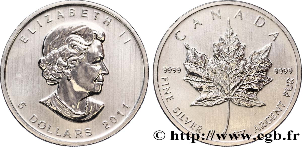 CANADA 5 Dollars (1 once) Proof feuille d’érable / Elisabeth II 2011  SPL 
