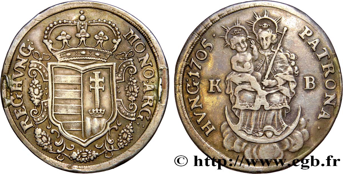 HUNGARY - FRANCIS RAKOCZY Demi-thaler ou forint 1705 Kremnitz (Kormoczbanya) XF 
