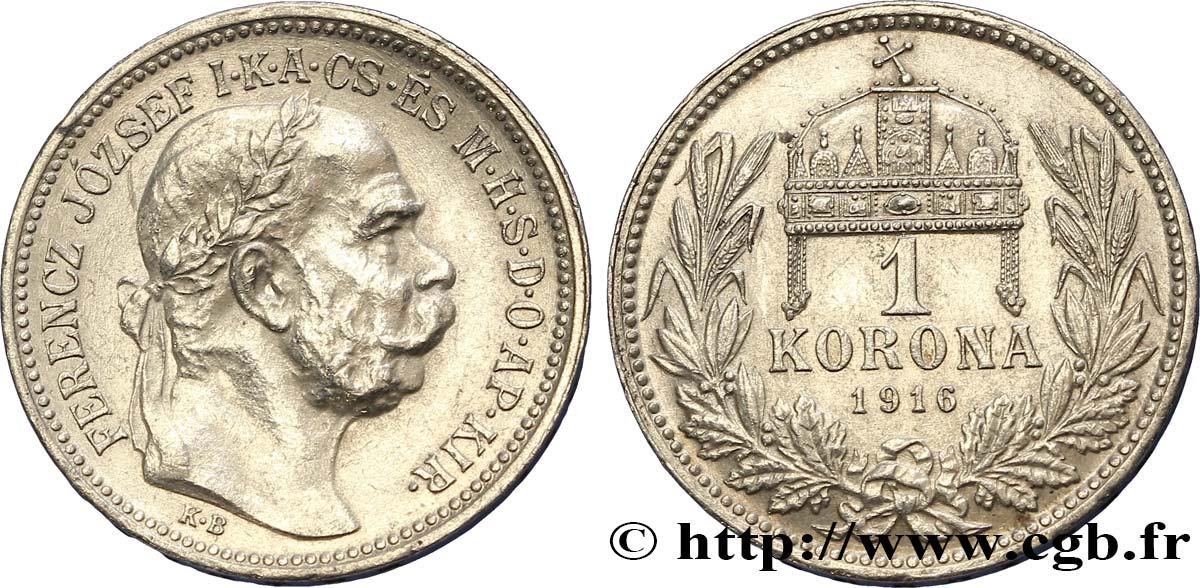 HUNGARY 1 Korona François-Joseph / couronne de St Etienne 1916  AU 
