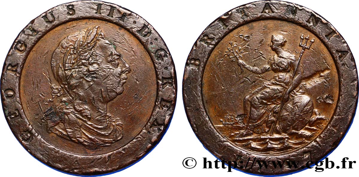 ROYAUME-UNI 2 Pence Georges III 1797  TB+ 