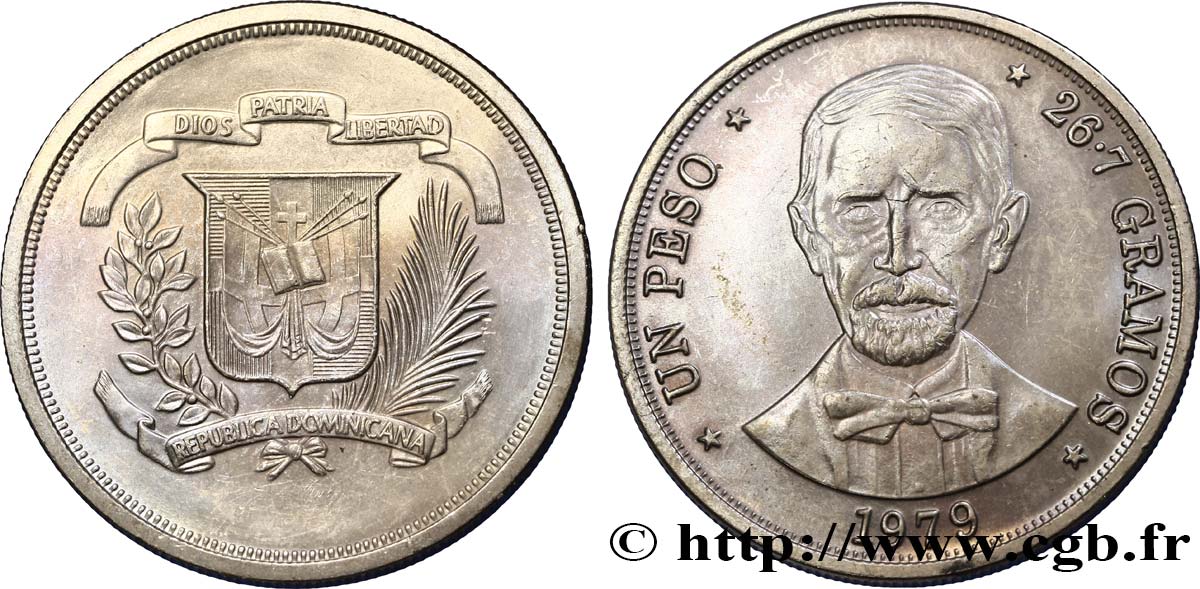 REPUBBLICA DOMINICA 1 Peso emblème / Juan Pablo Duarte 1979  MS 