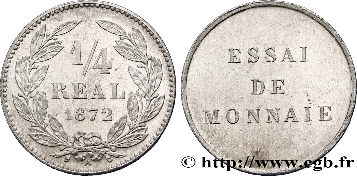 HONDURAS Essai 1/4 de réal du revers adopté en 1869-1870 1872 Paris SC 