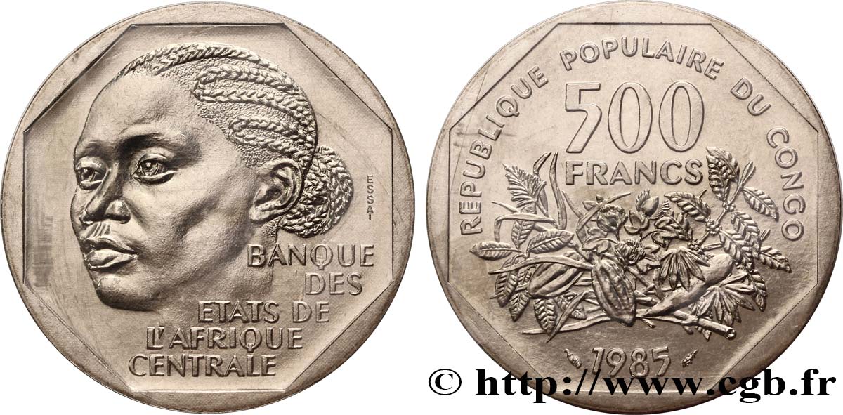 REPUBBLICA DEL CONGO Essai de 500 Francs 1985 Paris FDC 