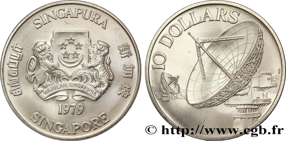 SINGAPORE 10 Dollars 10e anniversaire de l’indépendance 1979  MS 