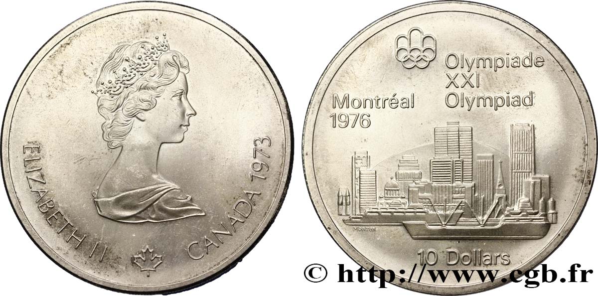 KANADA 10 Dollars JO Montréal 1976 “skyline” de Montréal 1973  VZ+ 