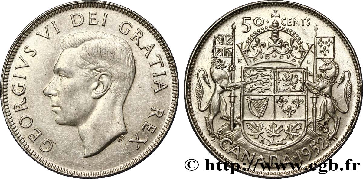 CANADA 50 Cents Georges VI 1952  AU 