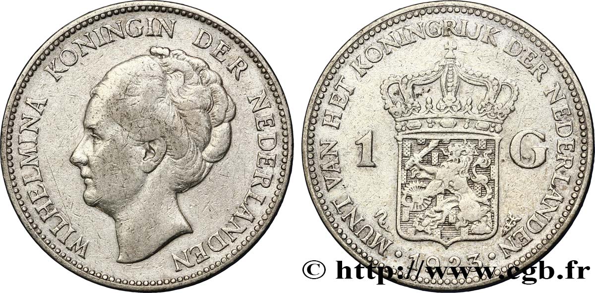 PAESI BASSI 1 Gulden Wilhelmina 1923 Utrecht q.BB 